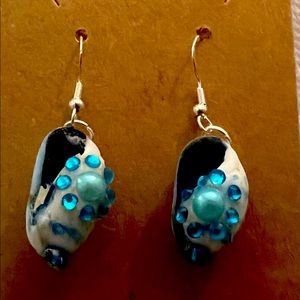 Beautiful jeweled sea shell earrings